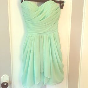 Strapless Mint Green Formal Mini Dress Bra Builtin